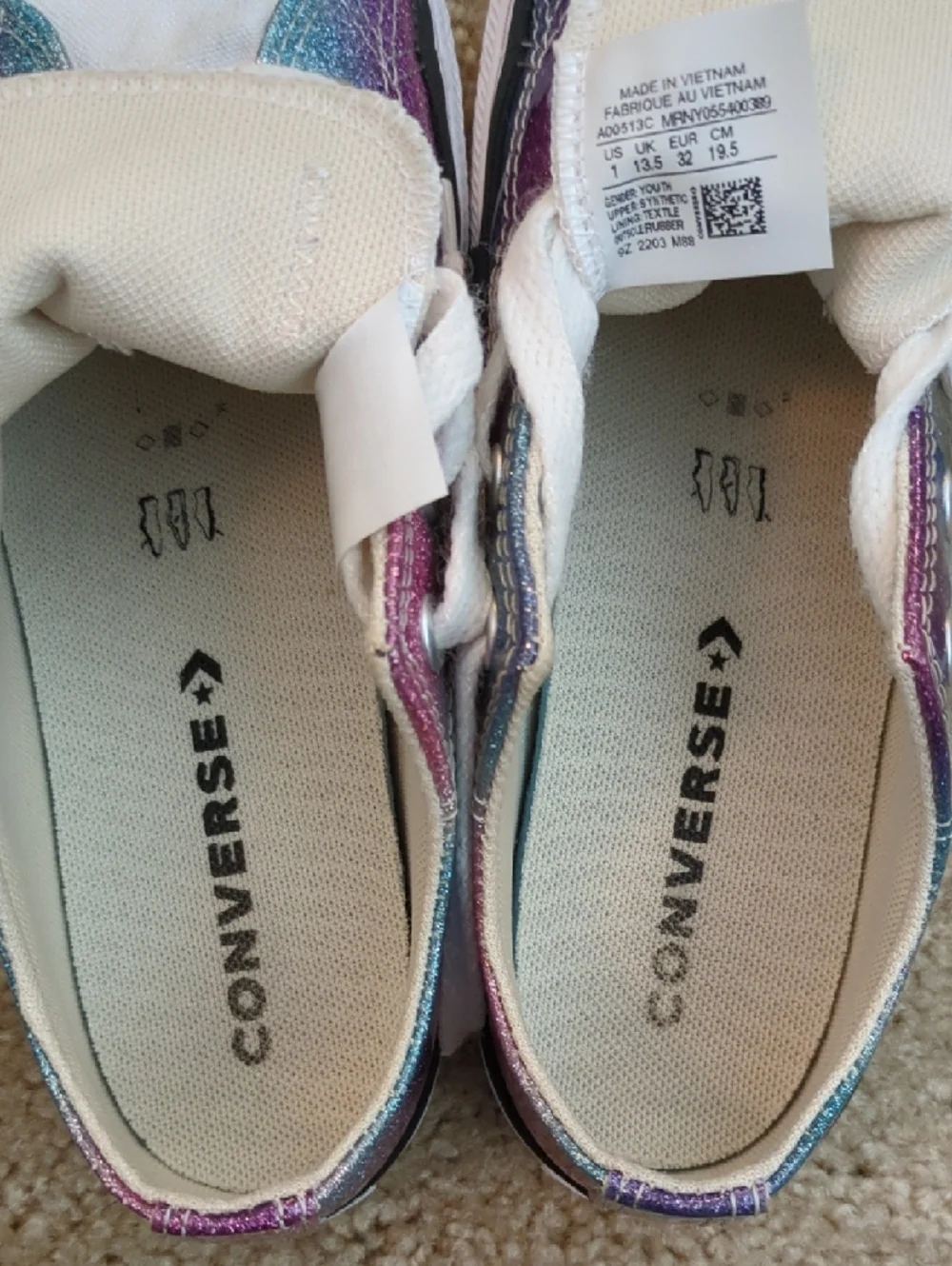Converse Kids Glitter Ombre Low-Top Sneakers in Pink, Purple & Blue